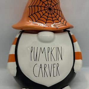 NIB Rae Dunn Pottery: Pumpkin Carver Gnome Canister